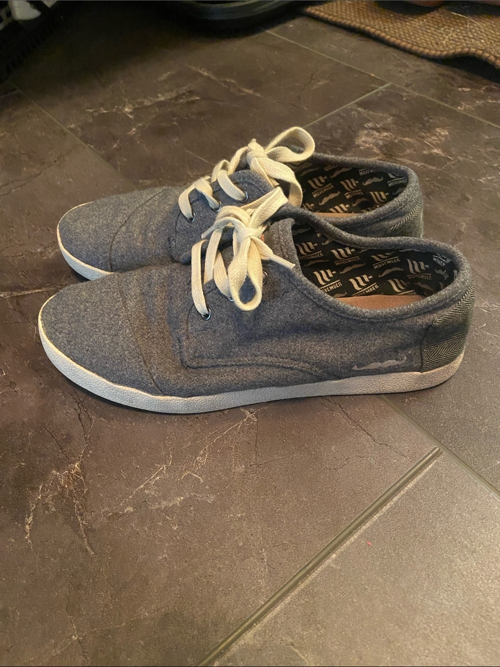 Toms Blue Heathered Canvas Lace-Up Sneakers with White Laces